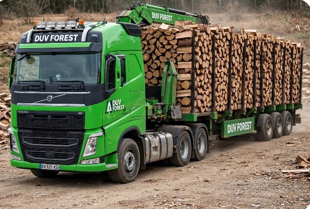 DUV FOREST – Trockenes Kastanien-Brennholz (Raummeter) – Grüne LKW